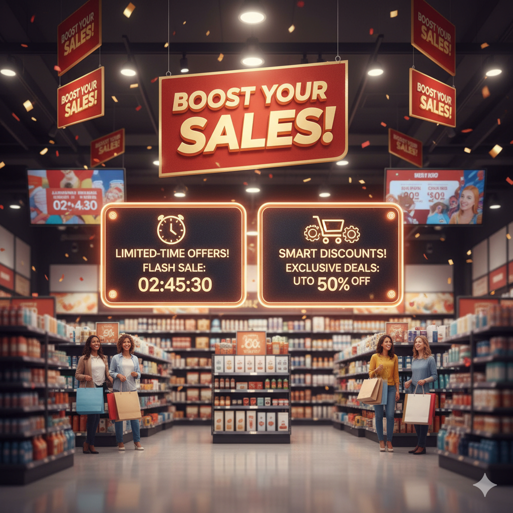 Boost Sales with Limited-Time Offers and Smart Discounts using flash sale countdowns, exclusive deals, and promotional banners to drive fast customer action.